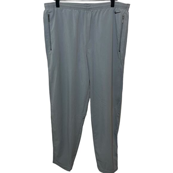 VINTAGE Nike Dri-Fit Men’s Gray Athletic Running Track Pants Zippered Medium - Picture 1 of 8